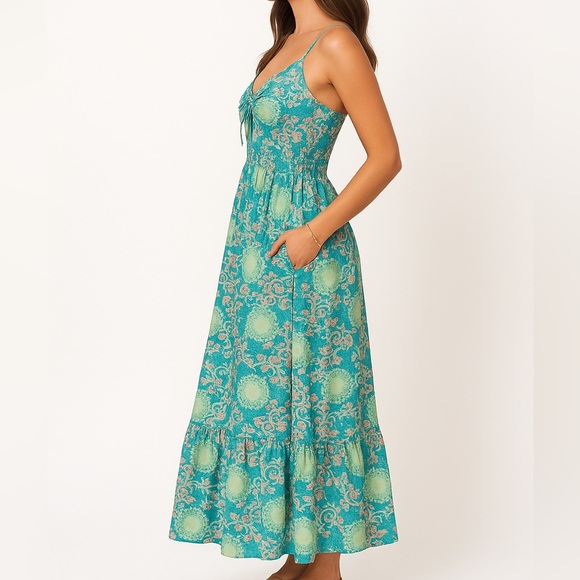 Grace Karin Floral Maxi Sundress Tie-Front Spaghetti Strap Boho Beach Dress S - Picture 2 of 4